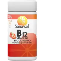 Sana-Sol B12-vitamiini+Foolihappo Mansikka purutabletti
