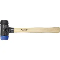 Wiha Soft Faced Hammer Safety Pehmeä/Keskipehmeä Hickoryn puisella kahvalla, Pyöreä Vasarapuoli (26649) 30 mm