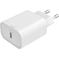 Deltaco – USB-C wall charger, 1x USB-C PD 20 W, PPS 25 W, white (USBC-AC147)