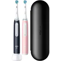 Oral-B Braun iO Series 3N Duo electric toothbrush black with pink housing, 3 modes, pressure control, magnetic cleaning technology, 2 heads and travel (8006540731857)