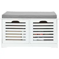 SoBuy Säilytyspenkki leluille, 2 koreja, Säilytyspenkki Kenkäkaappi Pituus 71 cm Leveys 35 cm Korkeus 43 cm valkoinen FSR23-K-W