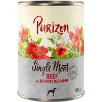 Purizon 6x400g Single Meat nauta & hibiskuskukka koiran märkäruoka