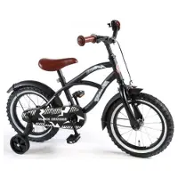 Yipeeh Black Cruiser 14" poikien polkupyörä, jossa apupyörät