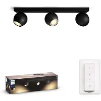 Philips Buckram HUE white ambiance -älyvalaisin himmenninkytkimellä, 3-osainen, musta