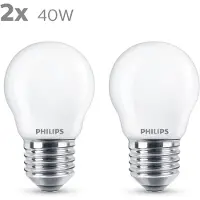 Philips Classic LED-lamppu P45 E27, 4,3 W, huurrettu