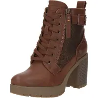 Refresh for woman. 17123201-CAMEL Ankle boots with buckle -Height heel 8cm- brown (36), 5 to 8 cm, Laces, Zip, Casual, Imitation leather