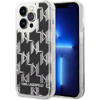 Karl Lagerfeld iPhone 14 Pro Kuori Liquid Glitter Monogram Musta