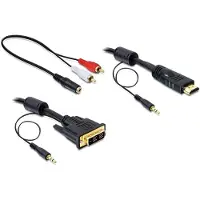 DeLOCK 84455, 2 m, DVI-D, HDMI, Kulta, Musta, Uros/uros