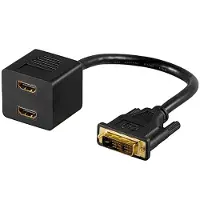 DeLOCK Adapter DVI 25 male > 2x HDMI female, 0,2 m, DVI-D, 2 x HDMI, Uros, Naaras, Musta (65069)