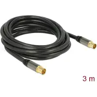 DeLOCK 88924, 3 m, RG-6/U, IEC, IEC, Musta