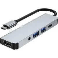 Gembird USB-C Telakka 5-in-1 2x USB-, HDMI-, PD-, 3.5mm -liitännällä