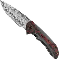 We Knife Equivik WE23020-DS1 Hugin Damasteel, Grey Titanium, Lava Flow Fat Carbon pocket knife