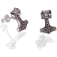 Northern Viking Jewelry Wolf Head Thorin Vasara nappikorvakorut NVJKK043