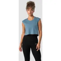 ICANIWILL Stride Cropped Tank Steel Blue