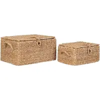 House Nordic Tine - Baskets, Seagrass/Metal, Natural, Set Of 2 - Beige - 20X40X28CM