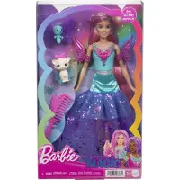 Barbie Docka - - Malibu A Touch of Magic - Långt Hår 18 cm - Maskeraddräkt - Husdjur ingår