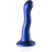 Ouch! - Silikoninen G-piste dildo, muotoiltu, taipuisa, kimmoisa, kestävä, imukupilla, metallinhohtoinen, sininen