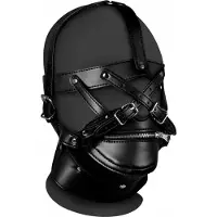 Shots XTREME - Pääharness suuvetoketjulla ja lukolla, lukittava, keinonahkaa, bdsm, bondage, fetissi