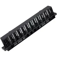 Deltaco – 19" cable management, plastic, rounded corners, finger duct and feedthrough, 1U, black (19-22)