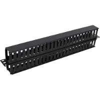 Deltaco – 19" cable management, metal/plastic, double sided finger duct, 1U, black (19-21)