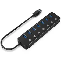 Gembird UHB-U3P7P-01, USB 3.2 Gen 1 (3.1 Gen 1) Type-A, USB 3.2 Gen 1 (3.1 Gen 1) Type-A, 5000 Mbit/s, Musta, 0,24 m, 5 V