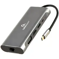 Gembird A-CM-COMBO7-01, USB 3.2 Gen 1 (3.1 Gen 1) Type-A, 100 W, Harmaa, MicroSD (TransFlash), SD, 30 Hz, 3.5mm, HDMI, RJ-45, USB 3.2 Gen 1 (3.1 Gen 1
