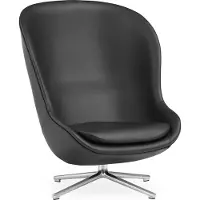 Normann Copenhagen Hyg Nojatuoli Korkea Kallistusmekanismilla / Alumiini - Nojatuolit Nahka Musta - 603834