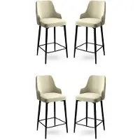 Atelier Del Sofa 4 Enox-baarijakkaran setti, kermanvärinen/musta