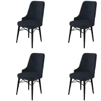 Atelier Del Sofa 4 tuolin setti Pare, harmaa/musta