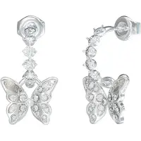 GUESS Chrysalis Pave hopeanväriset suuret perhoskorvakorut JUBE04111JWRHT/U