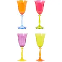Anna + Nina Multicoloured Wine Glass Set Of 4 - Multi/patterned - 200 ML