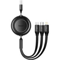 Baseus Bright Mirror 2 -3 in 1 rullakaapeli - USB-C / Mikro-USB ja Lightning 3.5A - 1.1m