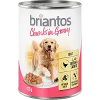 Briantos 24x415g Chunks in Gravy kana ja porkkana koiran märkäruoka