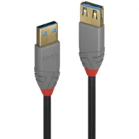 Lindy USB 3.0 A-tyypin jatkokaapeli - - Anthra Line - 0,5 m - Kaksoissuojattu - Kullatut liittimet