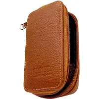 Parker Zipper Close Saddle Leather Case For Safety Razor And Blades - Brown - ONE SIZE