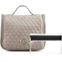 Gillian Jones Organizer Cosmetic Bag Beige Velour
