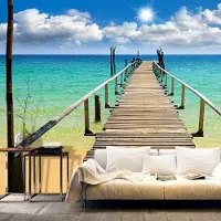 Artgeist Tapetti - plage, soleil, jetée
