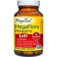 MegaFood , Lasten MegaFlora, Päivittäinen Probiotiikka, 5 Miljardia CFU, 60 Mini Pillereitä