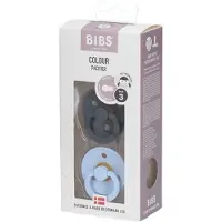 BIBS Colour 2-pack Pyöreitä Lateksituttia Iron Baby Blue Iron Baby Blue 18+ months Latex Sininen 18+ kuukautta Pojat, Tytöt