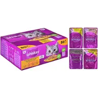 Whiskas Poultry Feasts in Jelly, Kissan märkäruoka, Adult, 80 x 85 g