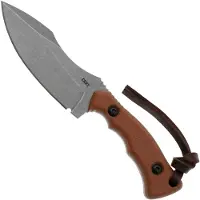CRKT Bugsy Stonewash 3600 Brown Micarta fixed knife, Kaila Cumings design