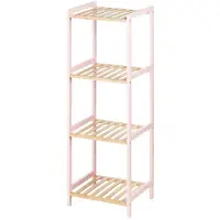 Hobby Hall Kylpyhuonehyllyt 35 x 30 x 100 cm Pinkki Luonnollinen Bambu mänty