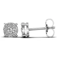 Lykken Elegance valkokultaiset timanttikorvakorut halo 5,3 x 2,8 mm