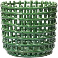 Ferm Living Ceramic punottu kori Ø 23,5 cm Emerald Green
