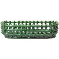 Ferm Living Ceramic letitetty kori soikea 15x30 cm Emerald Green