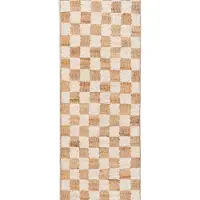 Ferm Living Käsinkudottu Villamatto Check 70x180 cm Off-White