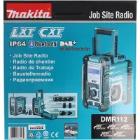 Makita DMR112, 87,5 - 108 MHz, 4,9 W, Musta, Turkoosi, Painikkeet, IP64, 600 g