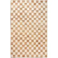 Ferm Living Käsinkudottu Villamatto Check 140x200 cm Off-White