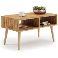 KOBI Skandinaaviseen tyyliin sopiva sohvapöytä Sandi 90x55x50cm, valkoinen / luonnonvärinen puu