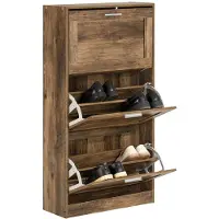 SoBuy Kenkäkaappi 60x23x115cm., ruskea/hopea väri